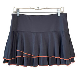 LUCKY IN LOVE Size Large (12) Black Orange Pull-On Tiered Elastic Waist Skort